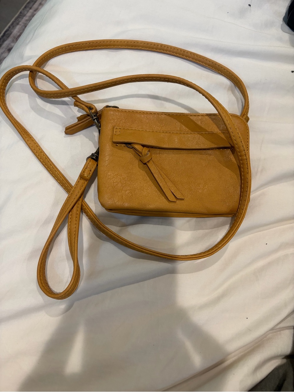 Universal Thread Mustard Tan Crossbody Bag with Tassel Accent
